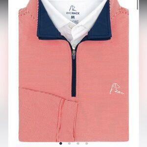 Rhoback men’s performance quarter zip in red and white stripe